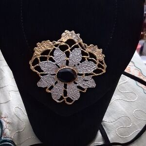 Black Velvet Elegant Gold and Silver Floral Crossbody